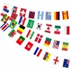 World Cup 48 string flag banner featuring a colorful collection of international country flags measuring 14x21 cm each, hanging against a white background.