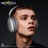 A person wearing the silver Nexera NX-HP03 Triumph Bluetooth Wireless Headphones.
