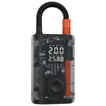 Porodo Vyrox tire inflator front view with pressure display