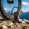 Porodo Vyrox tire inflator inflating bicycle tire outdoors