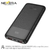 NEXERA 10,000mAh power bank angled view with digital display, black