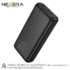 NEXERA 20,000mAh power bank charging phone and cables on nightstand