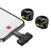 Hoco L22 dual wireless microphones connected to smartphone via USB-C adapter for recording
