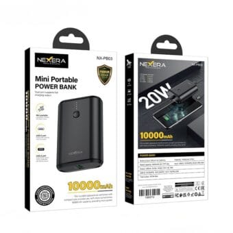 NEXERA Mini Portable Power Bank retail packaging front and back