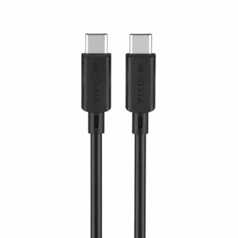 Nexera Leather-Style Cable USB-C to USB-C connector ends close-up, black