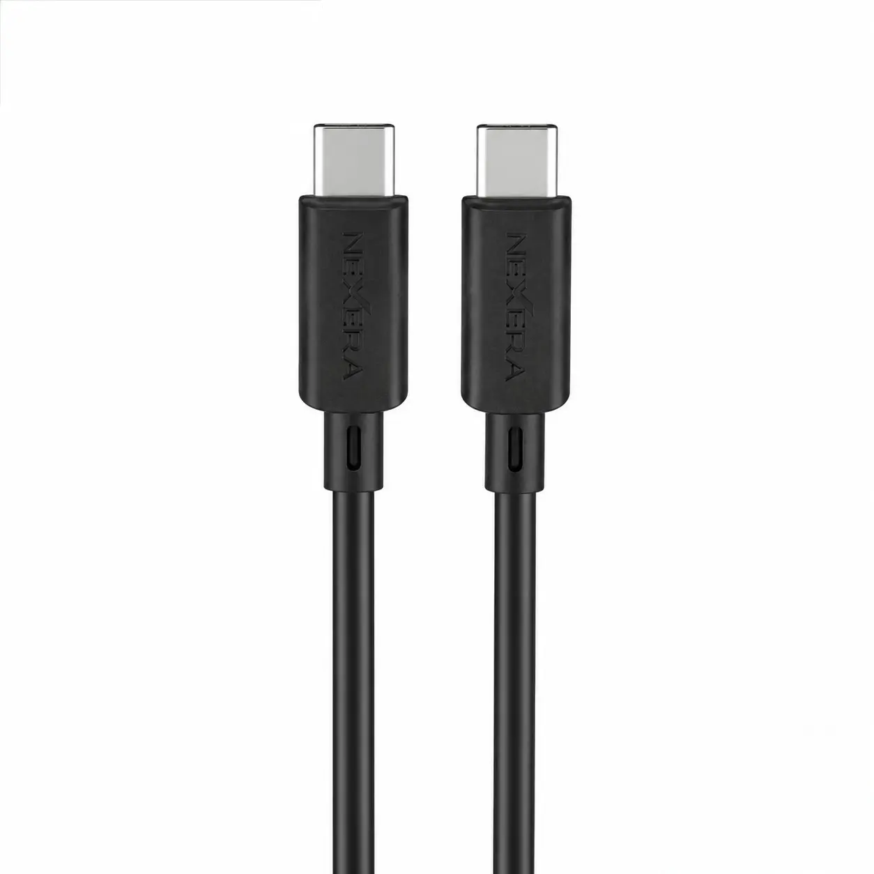 Nexera Leather-Style Cable USB-C to USB-C connector ends close-up, black