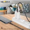 Nexera NX-CB17 Cable charging a phone on a power strip in a living room setting