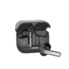 Powerology PWLAU010 black wireless earbuds with an open charging case