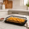 Verotti Rectangular Air Fryer basket filled with crispy fries on a kitchen counter