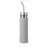 Yerba Mate Travel Bottle Thermos in matte gray with curved metal straw
