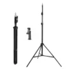 Adjustable Light Stand Tripod folded and extended with included phone holder accessory