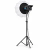 Rear view of LED softbox light with adjustable tripod stand