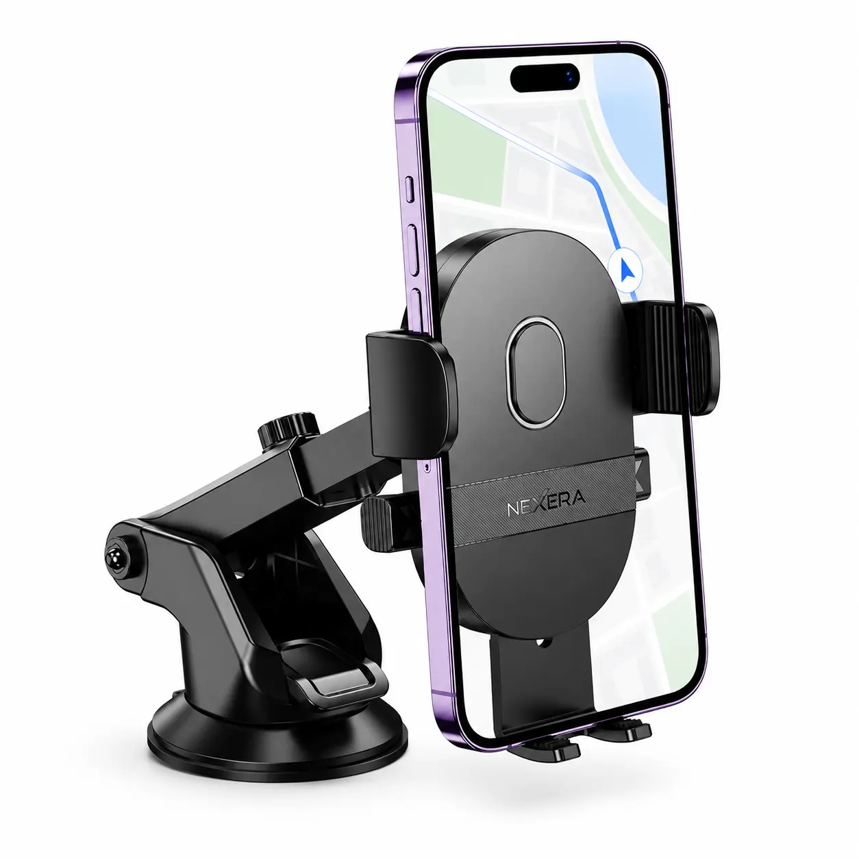 Nexera NX-CH01 car phone holder supporting a smartphone for navigation