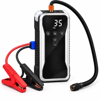 Nexera Car Jump Starter and Air Compressor with jumper clamps and inflation hose